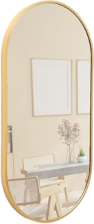 Terra Home Wandspiegel Spiegel Metallrahmen Schminkspiegel Oval 60x30 gold, Badezimmerspiegel Flurspiegel