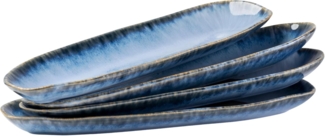 Gipfelstück Servierplatte Wilde Schlucht, Steinzeug, (4-tlg), Scandi-Style, glänzende Reaktivglasur, jedes Stück ein Unikat