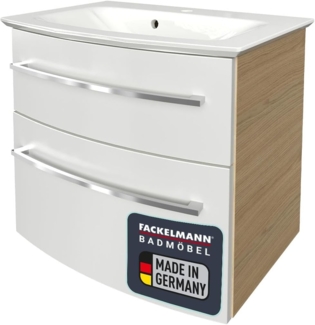 Fackelmann B.STYLE Badmöbel Set 2-teilig, 63,2 cm breit, Braun/Weiß, Gussmarmor Weiß