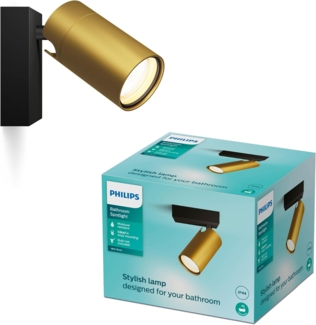 Philips Idris LED 1er Spotleuchte, GU10 Lampe nicht enthalten, Messing, IP44, wasserfest, Gold
