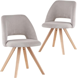 B&D home Esszimmerstuhl MARY 2er Set | Cord Küchenstuhl Polsterstuhl für Küche, Esszimmer, Büro | modern landhaus | Grau