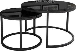 Couchtisch CIRI 2in1 Modern Loft Kaffetisch Sofatisch Beistelltisch Modern Verschiedene Varianten (Schwarz, Schwarz Hochglanz)