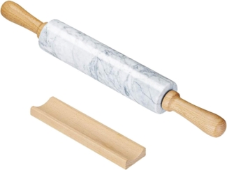 Intirilife Nudelholz Marmor, Teigrolle, Backrolle, Wellholz, aus natürlichem Marmor