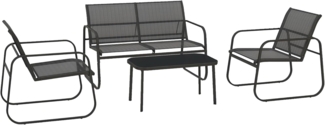 Outsunny Sitzgruppe Gartenmöbel-Set 4-tlg. Gartengarnitur mit Zweisitzer Stühle Couchtisch, (Balkonmöbel-Set, 4-tlg, Sitzgarnitur), für Terrasse, Mesh, Schwarz