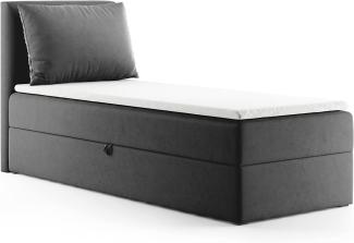 Boxspringbett Egro Mini mit Bettkasten und Kissen - Einzelbett mit Bonell-Matratze und Topper, Polsterbett (Dunkelgrau (Kronos 22), 100 x 200 cm)