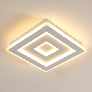 Comely LED Deckenleuchte Quadrat, 28cm 36W Moderne Deckenlampe Quadratisch Weiß LED Deckenbeleuchtung für Schlafzimmer, Wohnzimmer, Flur, Warmes Licht 3000K