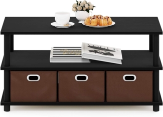 Furinno Frans Turn-N-Tube Konsolentisch mit Schubladen, Schwarze Eiche/Schwarz/Braun