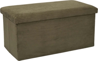 HOME DECO FACTORY, HD0535, Grüne gerippte Faltbare Banktruhe – Elegantes und multifunktionales Design, praktische Aufbewahrung, Sitzkomfort, 76 x 38 x 38 cm, grün