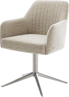 Drehstuhl Greg-Flex Webstoff Soft Beige Fußkreuz Edelstahl 360° drehbar Wippfunktion Taschenfederkern