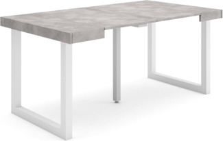 Skraut Home | Ausziehbarertisch | Multifunktionaler ausziehbarer | 160 | Für 8 Gäste | Massivholz Beine | Moderner Stil | Zement