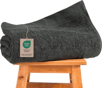 Hausfelder Handtücher Premium Saunatuch (Anthrazit, 1 Saunatuch, 80x200 cm), (1-St), Mit Aufhängeschlaufen, 100% Baumwolle, weich, saugfähig, Uni-Farben
