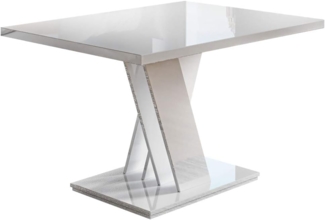 Selsey BLACKFIRE - Couchtisch / Wohnzimmertisch rechteckig mit V-Gestell, 100x70 cm (Weiß Hochglanz)