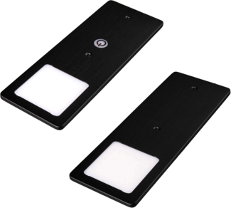 kalb LED Unterbauleuchte schwarz 5W- sehr flache Küchenleuchte mit Touch-Dimmfunktion, 2er Set neutralweiß, neutralweiss