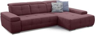 Cavadore Ecksofa Mistrel mit verstellbaren Kopfteilen, L-Form Sofa mit leichter Fleckentfernung dank Soft Clean, geeignet für Haushalte mit Kindern, Haustieren, 273 x 77 x 173, rot