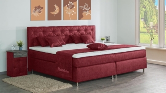 Meisterbetten Boxspringbett Inox 180x200 in MS-Red, Matratzenbezug Nano, Ergoflex-Topper