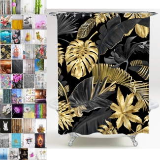 Sanilo Duschvorhang Golden Leaves 180 x 200 cm, 100% wasserdicht, Anti-Schimmel-Effekt, hochwertige Qualität