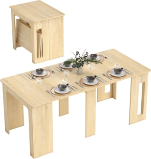 HOMCOM Klapptisch Ausziehbar, platzsparend (Ausziehbar Küchentisch, 1-St, Esstisch), für Wohnzimmer, Esszimmer, Küche, 60-180 x 85 x 75 cm, Naturholz