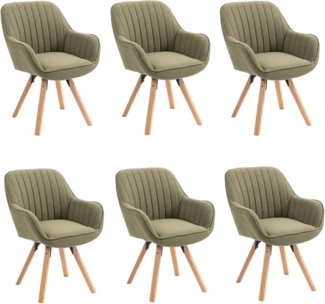 MEUBLE COSY Esszimmerstühle Drehbar 6er Set Küchenstuhl Polsterstuhl Drehstuhl mit Armlehne Sessel Schminkstuhl aus Stoff Massivholzbeine für Esszimmer Wohnzimmer Arbeitszimmer, Grün