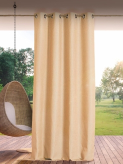 Linder Outdoor-Vorhang, wasserabweisend, gewebt und gefärbt in Frankreich, mit Ösen, antioxidativ, Farbe: Hellbeige, Maße: 140x265 cm, 100% Polypropylen, Kollektion Rooftop