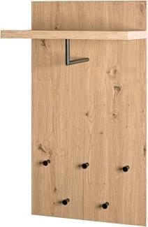 HAKU Möbel Wandgarderobe, MDF, Eiche, schwarz, T 31 x B 48 x H 90 cm