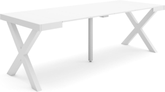 Skraut Home | Ausziehbarertisch | Multifunktionaler ausziehbarer | 220 | Für 10 Gäste | Massivholz Beine | Moderner Stil | Weiß