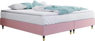 Boxspringbett Sauro Gold für Wandpaneel, Rosa, 180x200 cm