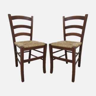 Dmora - Set aus 2 klassischen Holzstühlen, für Esszimmer, Küche oder Wohnzimmer, Made in Italy, cm 44x45h87, Sitzhöhe cm 43, Nussbaumfarbe