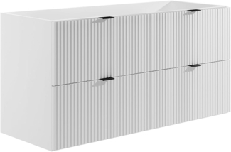 Vente-unique - Waschbeckenunterschrank hängend unter Waschbecken - Weiß matt - 120 cm - ZEVINI