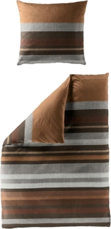 JACK Bettwäsche 135x200cm Streifen Braun Grau Bierbaum, Renforcé, 2 teilig, gestreiftes modernes Design in Grau Braun