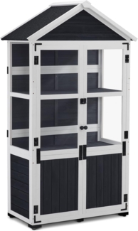 M MCombo Gartenschrank Holz Klein, Outdoor Gartenhaus Gerätehaus Wetterfest, Gewächshaus für Balkon & Terrasse, 0111 (Anthrazitgrau)