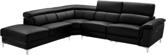 Vente-unique - Relaxsofa Leder Ecksofa elektrisch - Ecke Links - Schwarz - SITIA