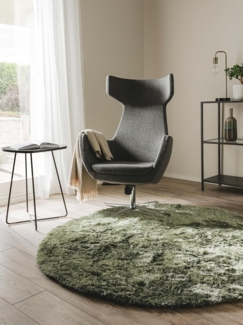 benuta Teppich Whisper, rund, Höhe: 31 mm, Hochflorteppich Wohnzimmer, Schlafzimmer, Esszimmer, Flur, Weich