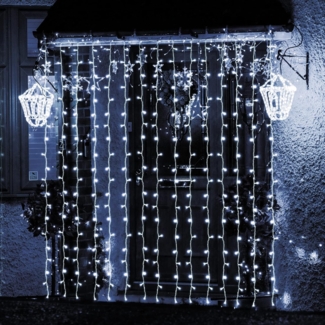 SALCAR LED Lichtervorhang Außen 3x3 m, Lichterkette Vorhang Weihnachten Innen mit 8 Modi und Memory, Weihnachtsbeleuchtung Outdoor Garten, Kaltweiß