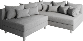 Ecksofa Clovis Grau Flachgewebe Ottomane Rechts Modulsofa