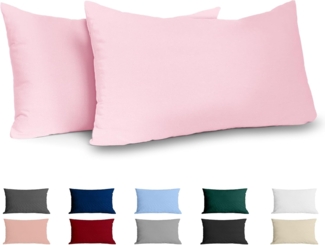 Kissenbezug 40x80 Renforcé Baumwolle (2er-Set) - Rosa - Dicht gewebt mit 57 Fäden/cm² - Kissenbezug 40x80 cm - Oeko Tex Zertifiziert - Dreamzie