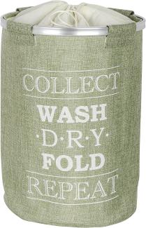 Wenko 62087100 Ringo Wäschesammler-/Korb, Fassungsvermögen 68 L, Polyester, 40 x 40 x 54 cm, grün