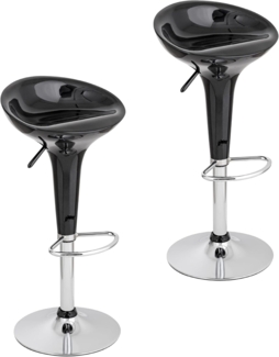 Baroni Home 2 Drehbarer Barhocker mit Verstellbarer Höhe, Sitz aus verchromtem Kunststoff, mit Fußstütze und kratzfestem Boden, Hocker, Küche, Restaurant, Halbinsel, 40 x 4 x 59-79 cm, Schwarz 2 Stück