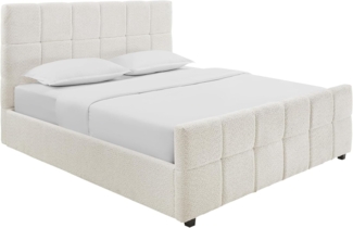 riess-ambiente Boxbett PRESTIGE 180x200cm creme Bouclé – mit Bettkasten & Kopfteil gepolstert (Einzelartikel, 1-St), Teddystoff-Optik, Stauraum unter der Liegefläche, elegantes Design