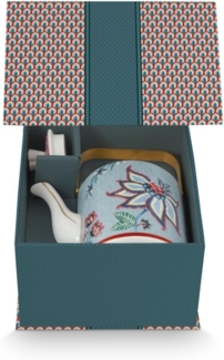 PIP STUDIO Flower Festival Oriental Geschenkset Teekanne blau 1l