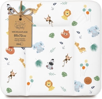 Wickelauflage Wickelunterlage abwaschbar und wasserdicht 85x72 cm - Wickelmatte zum Auflegen auf Wickeltisch Wickelaufsatz Wickelkommode oder Waschmaschine changing mat 85x72 Safari