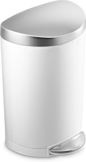 Simplehuman 10L halb-runder Pedaleimer, weißer Stahl