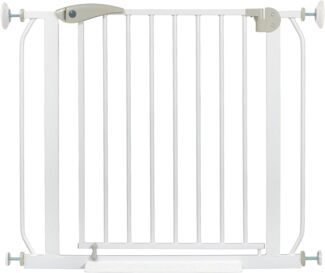 ib style Berrin XXL Treppengitter | ! EXTRA BREITER DURCHGANG ! | inkl. Wandschutzkappen + Bodenplatte | Ohne Bohren | 130-140 cm inkl. 2x Y-Adapter