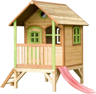 Axi Holz Kinderspielhaus Tom inkl. Veranda & Rutsche | Natur | 172x118x230 cm