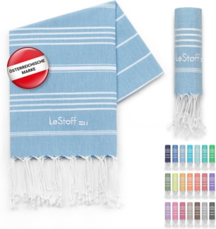 LeStoff das traditionelle Hamamtuch Strandtuch Badetuch Saunatuch Duschtuch Spa Sport Yoga Reisen 100% Bio-Baumwolle. Nachhaltig, natürlich, weich und vorgewaschen. (50x100 cm, Light Blue)