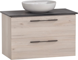 Schildmeyer Waschtisch Maxim 701845, rundes Aufsatzbecken, sandeiche Dekor/Marmor Optik