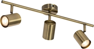 Qazqa LED Aufbaustrahler Jeana, ohne Leuchtmittel, GU10, Bronze, Modern, Stahl, 3-flammig