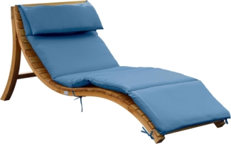 AXI Gartenliege Salina aus Holz Sonnenliege mit Dach & Kissen für den Garten | Blau, braun | Textilien | 186.50 cm