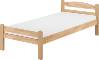 Einzelbett Buche massiv 90x200 Bettgestell V-60.45-09 Rollrost und Matratzen inkl.