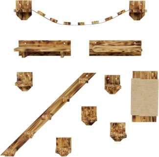 QLS Katzen-Kletterwand Geflammt & Lackiert, Wandliege Katzenliege Katzenbett Katzenregal und andere Elemente