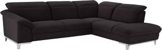 Mivano Eckcouch Teresa / L-Form-Sofa mit verstellbaren Kopfstützen und Ottomane / 293 x 84 x 232 / Mikrofaser, Schwarz